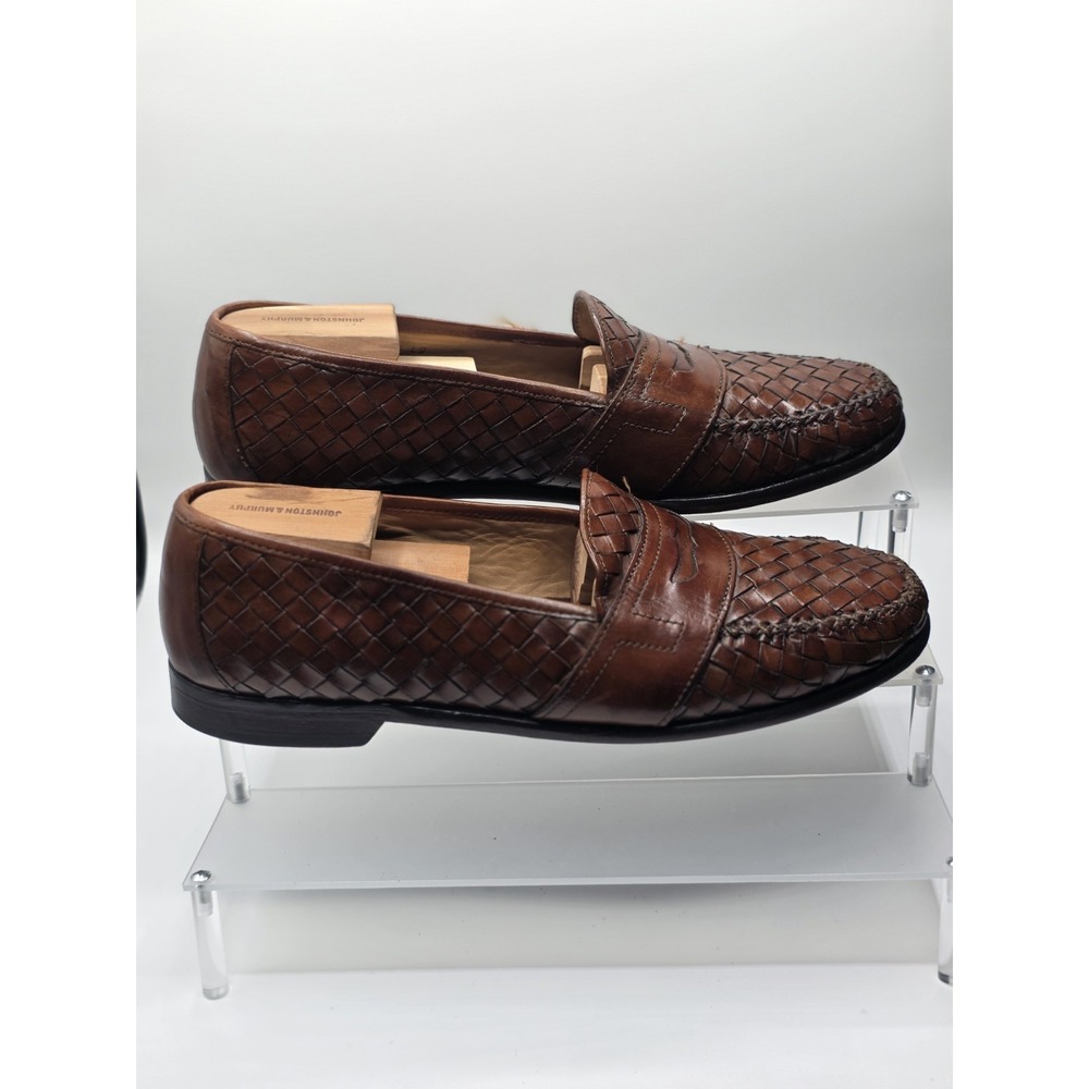COLE HAAN Shoes Mens Sz 11 M Brown Woven Leather Classic Penny Loafers Slip On